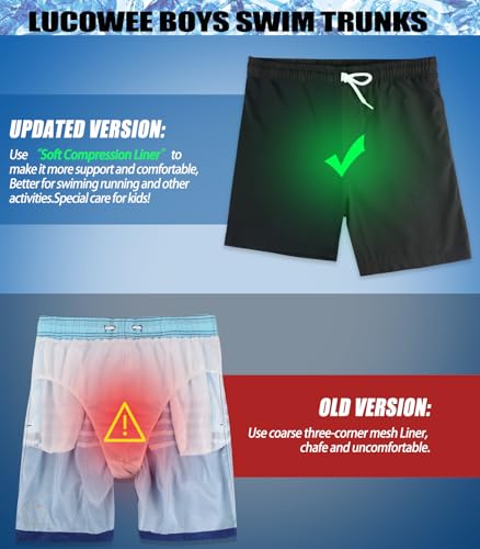 Boys Swim Trunks with Soft Compression Liner No-Chafing Quick Dry UPF 50+ - Donuts 10-12