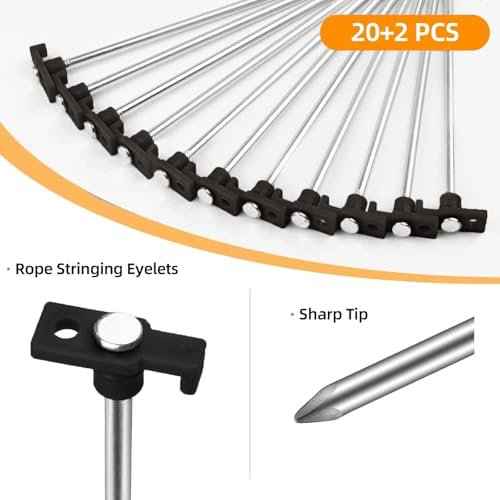 20+2PCS Tent Stakes Heavy Duty Camping Stakes,AVOFOREST 9.8Inch Non-Rust Metal Tent Pegs Ground Stakes Tent Spikes Camping,Garden,Hiking Black