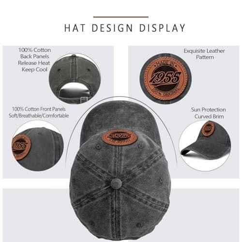 70th Birthday Gifts for Men Women 70 Year Old Gifts 1955 Birthday Vintage Hat 100% Cotton Baseball Cap