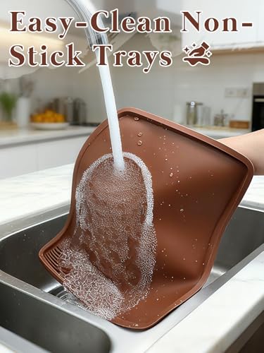 3Pcs Silicone Food Dehydrator Sheets with Edge - Non-Stick Tray Liners