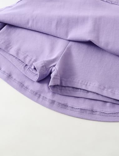 Girls Ruffle Tennis Skirt with Built-in Shorts - Pink/Purple, 7-8 Years