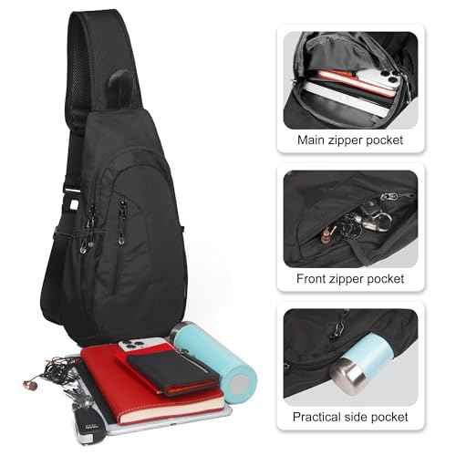 TITECOUGO Small Sling Bag, Lightweight Crossbody Backpack for Men Women, Shoulder Bag for Sports and Outdoor