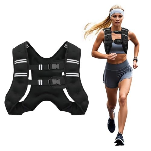 Poudee 16 lb Weighted Vest for Men Women - Adjustable Body Training Gear, Reflective Stripe