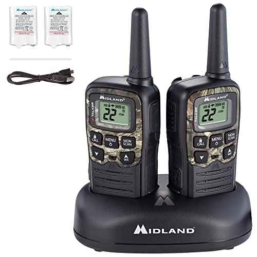 Midland - X-TALKER T55VP3, 22 Channel FRS Walkie Talkie - Long Range Two-Way Radio, 38 Privacy Codes, NOAA Weather Alert (Pair Pack) (Black w/Mossy Oak Camo)