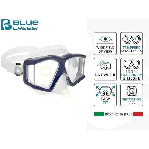 Cressi Panoramic Diving Mask and Snorkel Kit - Wide View - Top Dry System Snorkel - Horizon & Scilla - Designed in Italy