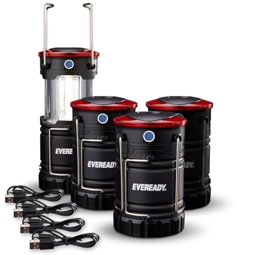 Multicolor Collapsible USB Rechargeable Camping Lanterns - 4 Pack