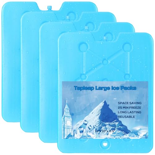 Large Reusable Ice Packs for Coolers - 13 x 10 inch, 6Lb, Set of 4