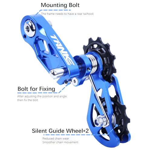CooMeng Black Single-Speed Chain Tensioner with Dual Spring Guides for Bikes