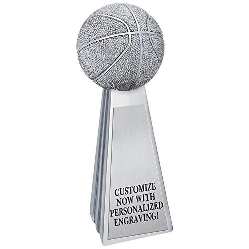 Personalized Silver Basketball Trophy 10 Inch - Custom Award for MVP Champions