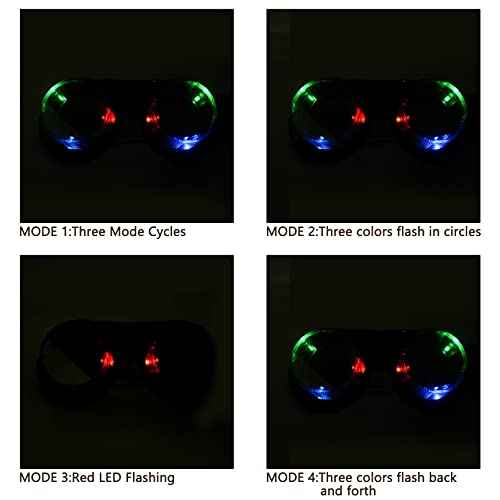 Luwint Colorful Flashing Glasses LED Steampunk Goggles - Light Up Glasses for Halloween Christmas Birthday Party Rave Cosplay Costume Show (Black)
