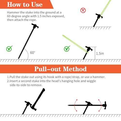 10 Pack 10in Heavy Duty Tent Stakes and Hammer Set, with Storage Pouch, for Outdoor Camping Tent, Tarp, Canopy, Picnic, Shade