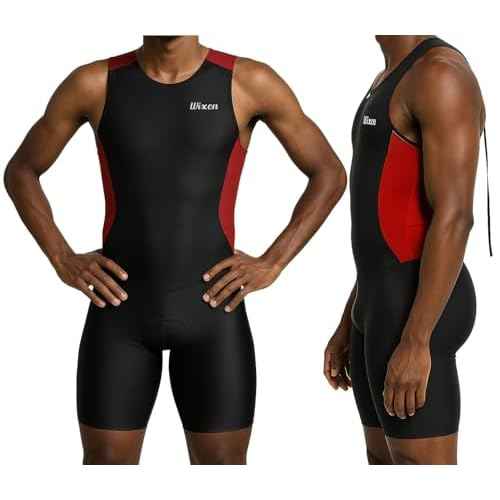 Wixen Men's Performance Triathlon Suit Sleeveless Tri Suit Padded Quick Dry Run Swim Bike