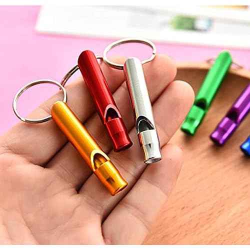 Tergy 50-200 Pieces Emergency Whistle with Keychain Aluminum Survival Whistle Key Chain for Camping Hiking Boating Hunting Fishing