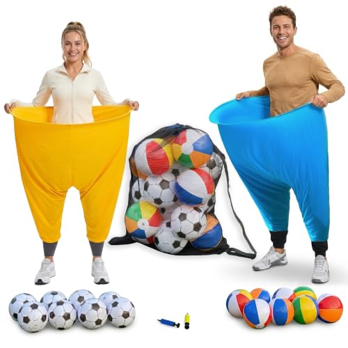 Outdoor Family Game Set with 16 Balls and Storage Bag - Blue+Yellow
