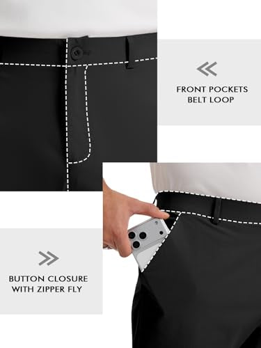 Runcati Men's Golf Pants Stretch Dress Work Slacks 42W x 30L Black