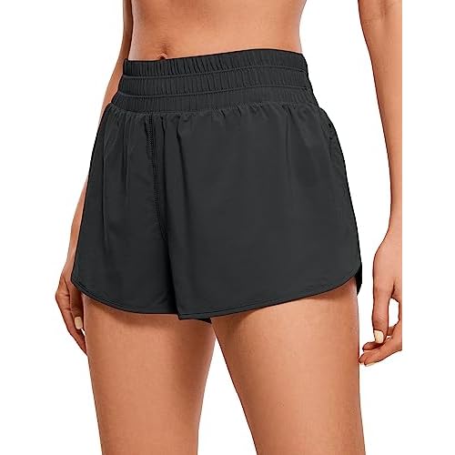 CRZ YOGA High Waisted Running Shorts for Women, 2.5'' Quick Dry Liner Track Gym Athletic Workout Shorts with Zipper Pocket