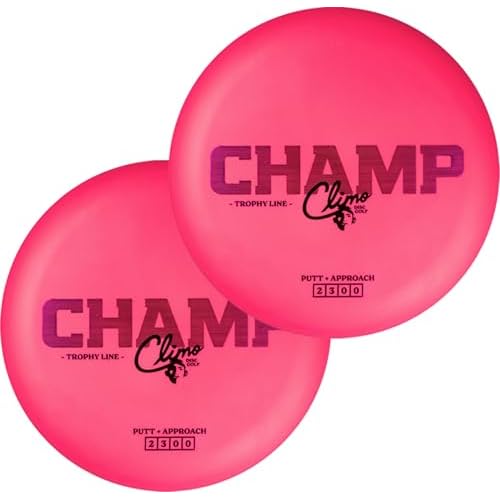 Climo Disc Golf Champ Putter 2-Pack - Trophy Line Plastic - 173+ Grams - White, Black, or Pink ? Matching Putters ? Ken Climo 12X World Champion