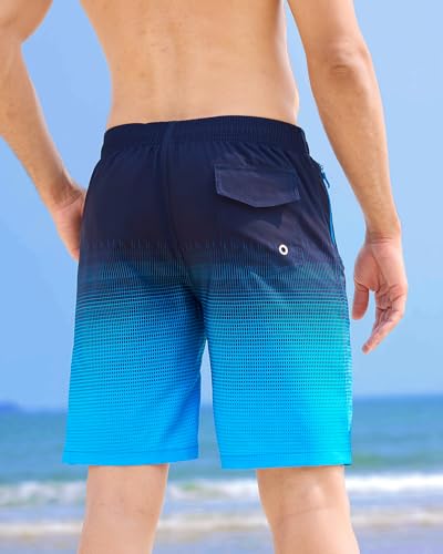 Men's 9 Inch Swim Trunks with Zipper Pockets - Large / A03 Blue