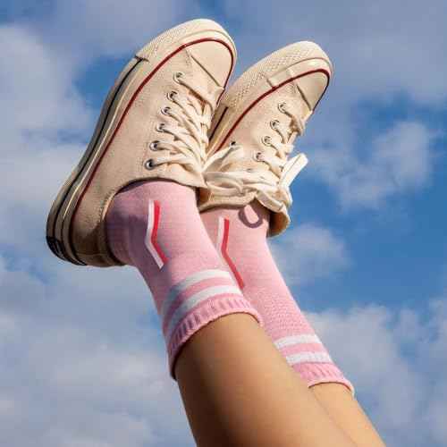 Women's 2-Stripe Crew Socks (6-Pair) Casual Athletic Socks for Women Girls
