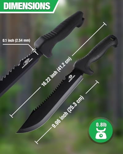 16-Inch Heavy Duty Machete with Saw and Sheath - Outdoor Camping & Hunting Tool