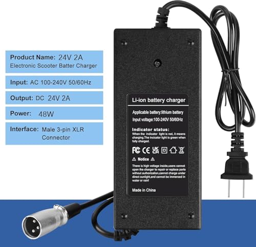 24V 2A Electric Scooter and Wheelchair Charger XLR Power Supply