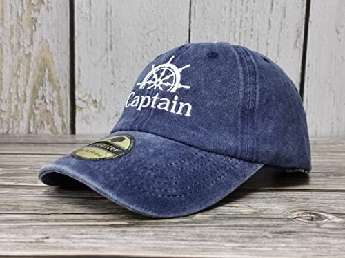 Captain First Mate Crew Embroidered Baseball Cap for Men Women - Washed Navy Blue