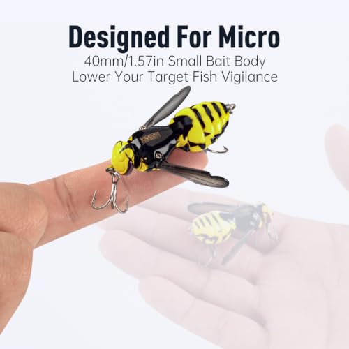 KINGDOM Wasp Fishing Lure Topwater Hard Insect Bait for Bass Pike, 1.57in 0.14oz - Variation 06