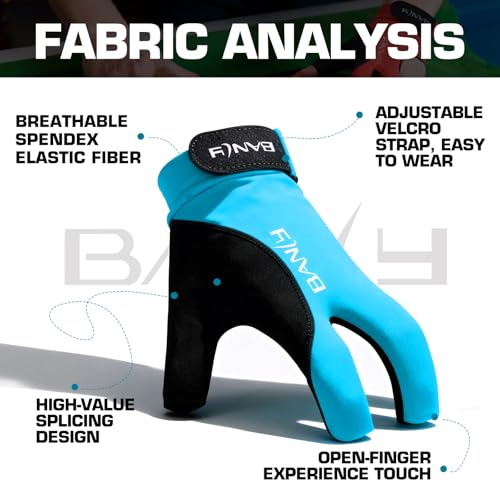 Banly Billiard Pool Gloves Left Hand 3 Finger Blue Small - Snooker Cue Sport