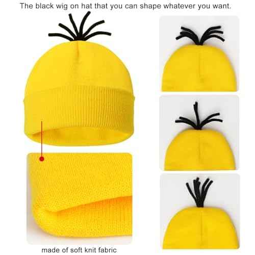 6 Pcs Halloween Costume Accessories for Adult, Goggles Yellow Beanie Gloves for Halloween Cosplay Dress Up