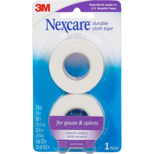 Nexcare Durable Cloth Tape, Woven Tape, Securely Holds Bulky Wound Dressing - 1 In x 10 Yds, 2 Rolls of Tape
