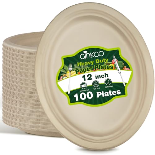 Heavy Duty Oval Paper Plates 12 Inch Pack of 100 – Disposable Restaurant Dinnerware