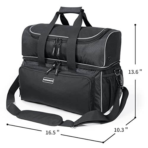 Mangrove Black Double Bowling Ball Bag with Padded Holder & Multiple Pockets