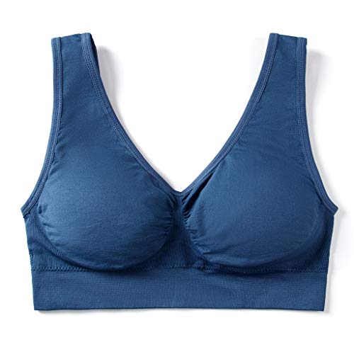 Vermilion Bird Women's 3 Pack Seamless Sports Bras with Removable Pads XX-Large Black Grey Ink Blue Orchid Truffle