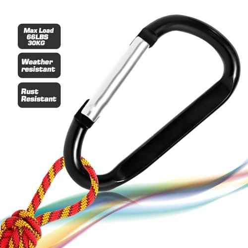 12PCS Carabiner Keychain Clip - 3" Aluminum Caribeener Key Clip,D Ring Shape Nonlocking Carabeaner Hook Buckle,Multi-Function Spring Snap Key Clips Tool for Home,Camping,Hiking,Traveling,Backpack