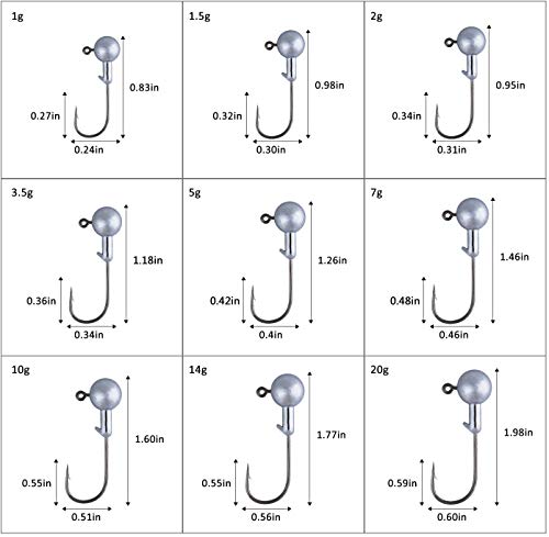 Goture Round Jig Head Fishing Hooks 1/4 oz Pack with Tackle Box
