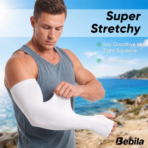 Arm Sleeves with Thumb Hole for Sun Protection UV Cooling Outdoor - Medium, 8 Pack
