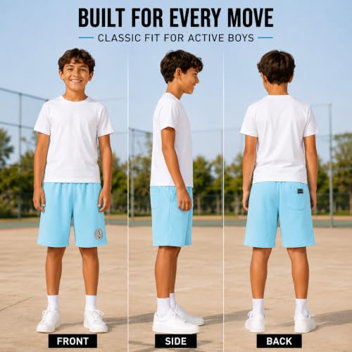 Kids Fleece Athletic Sweat Shorts - Aqua, Size 16 - Boys Sportswear