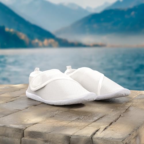 Water Shoes for Women Men Aqua Socks Quick Dry Barefoot Beach Surf Hiking - White 6-7 Women / 5-6 Men