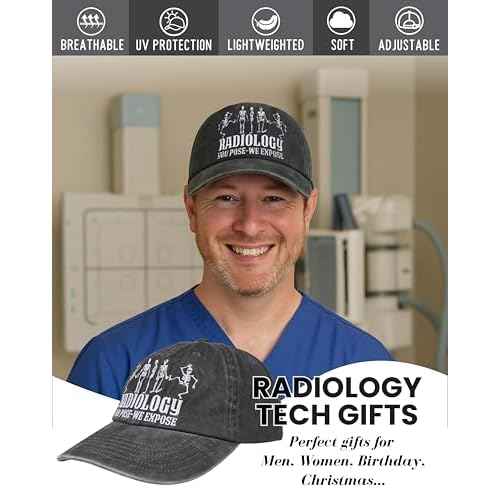 InnoBeta Radiology Gifts Cap for Men Women - Adjustable Vintage Washed Cotton Embroidered Hat - Radiology Tech Week Gift - Grey
