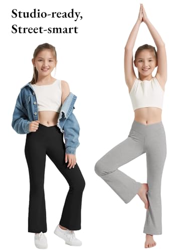 Girls Leggings Yoga Pants Set - Cross Waist, Full Length, Ankle, 12 Years