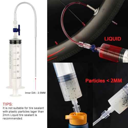 COTOUXKER Tubeless Sealant Injector, Bike Tire Sealant Injector Syringe 2 Ounces with Valve Core Removal Tool for Bike