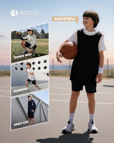 Kids Basketball Shorts with Pockets - Boys Athletic Baseball Pants Medium Black Grey Navy 3 Pack