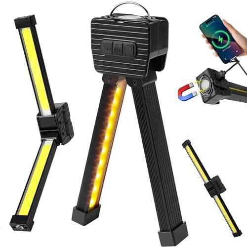 Magnetic Gym Lamp for Posing, Portable Magnet LED Flashlight with Hanging Hook, 7th Gear Dimming & 180 Degree Folding, Handheld USB Rechargeable Power Bank Camping Light