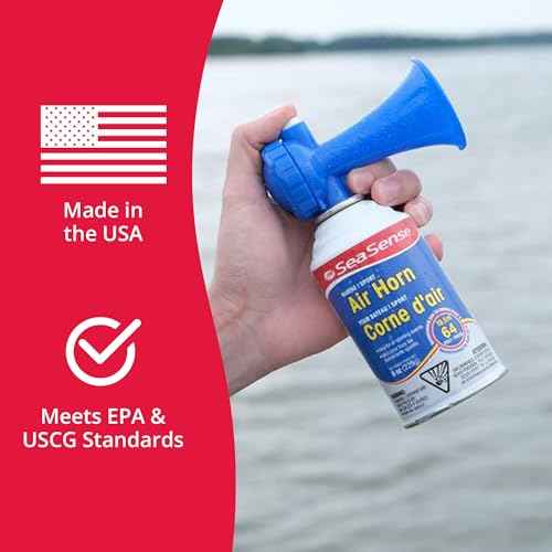 SeaSense Air Horn ? Large Size (3.5 oz), 118 dB ? Loud 1 Mile Range, Meets EPA & USCG Standards ? Great for Boat & Marine Safety, Ideal for Sporting Events Such as Football & Soccer