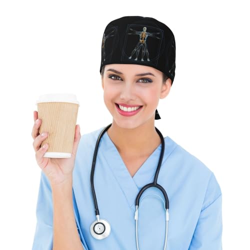 Working Cap Scrub Cap with Sweatband Adjustable Unisex Women Tie Back Hat Nurse Surgical Caps
