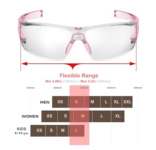 Small Safety Glasses Anti-Fog Protective Eyewear for Women and Youth - Clear Pink