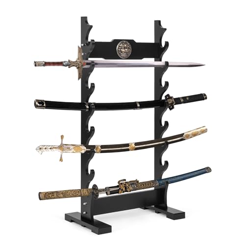 Lukar 8 Tier Floor Standing Sword Rack with Kylin Head Decoration - Samurai & Katana Display Stand