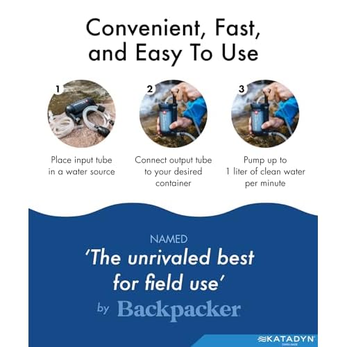 Katadyn Hiker Pro Hand Pump Water Filter for Backpacking, Camping, Emergency Survival