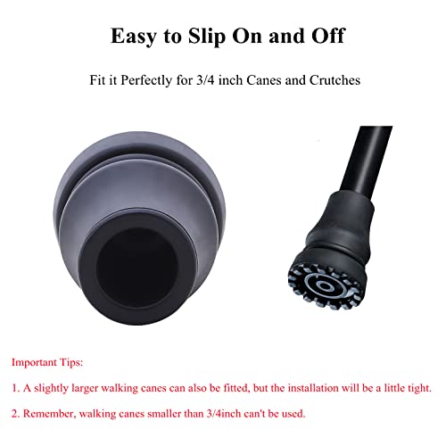 Heavy Duty Rubber Cane Tips 3/4 Inch - Non-Slip Replacement for Walking Stick, Hiking, Crutches - Black, Pack of 2 - Variation of Cane Tips for 3/4'' Walking Stick