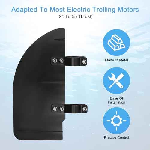 Trolling Motor Rudder, Boat Rudder Kit, Trolling Motor Accessories, Boat Rudder, Fits Most 24-55 Thrust Trolling Motors, Boat Rudder for Pontoon Fishing Kayak Canoe Jon Boat
